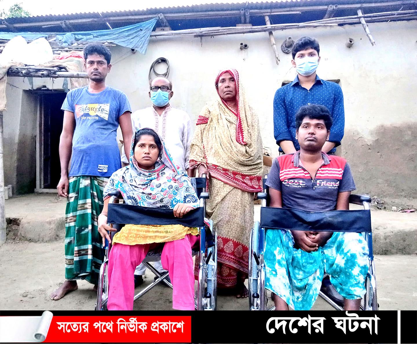 রাণীশংকৈল ইউএনও’র হস্তক্ষেপে হুইলচেয়ার পেল প্রতিবন্ধী ভাই-বোন