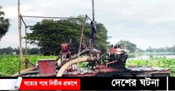 রায়পুরে ডাকাতিয়া নদীতে বালু উত্তো্লন, হুমকির মুখে বসতবাড়ী