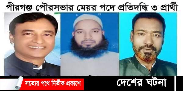 পীরগঞ্জ পৌরসভায় ৩ মেয়রসহ ৪৫ জন কাউন্সিলর প্রার্থী