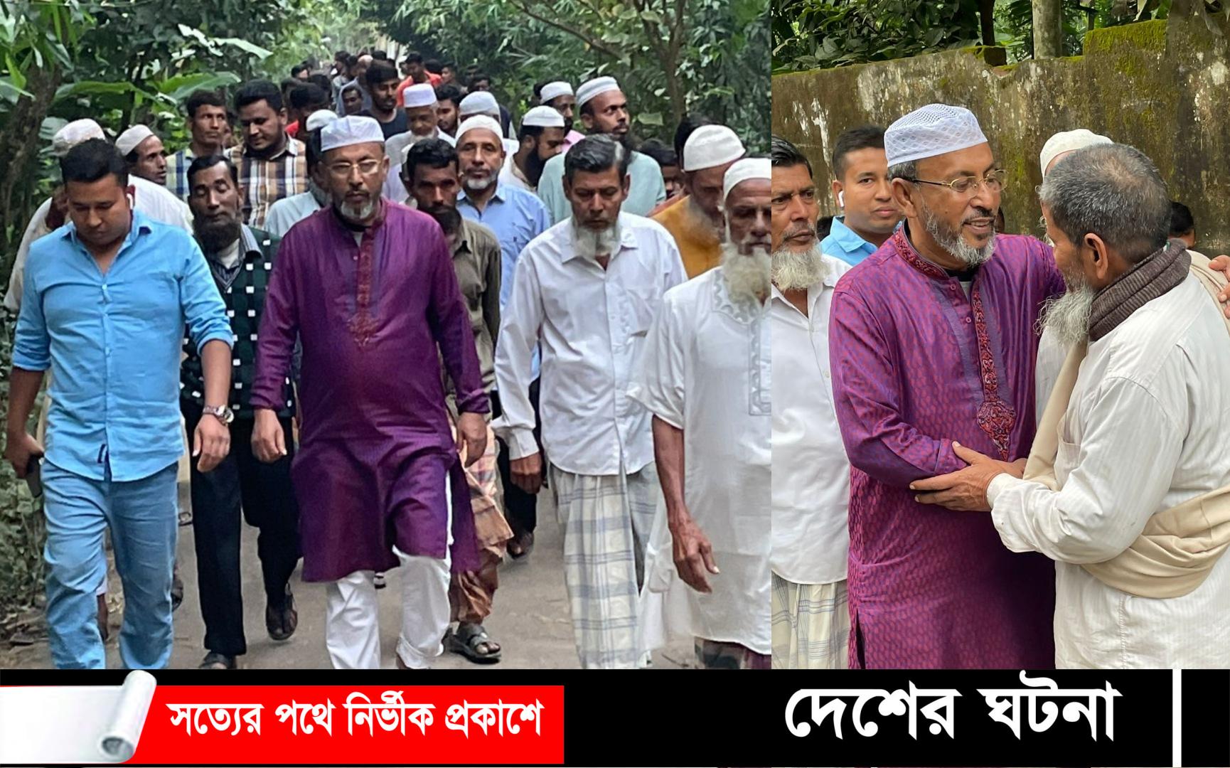 চাপিতলায় উন্নয়নের প্রতিশ্রুতিতে গণসংযোগ করছেন ফিরোজ আহমেদ