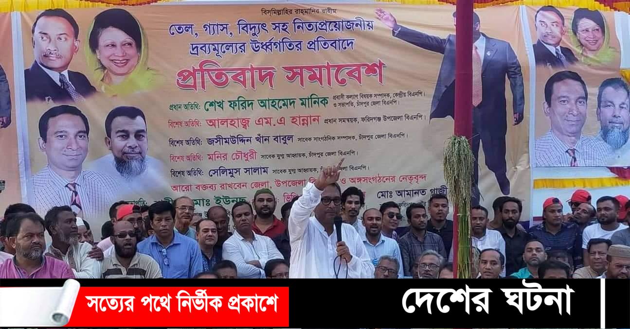 দ্রব্যের মূল্য বৃদ্ধির প্রতিবাদে ফরিদগঞ্জ বিএনপির বিক্ষোভ সমাবেশ