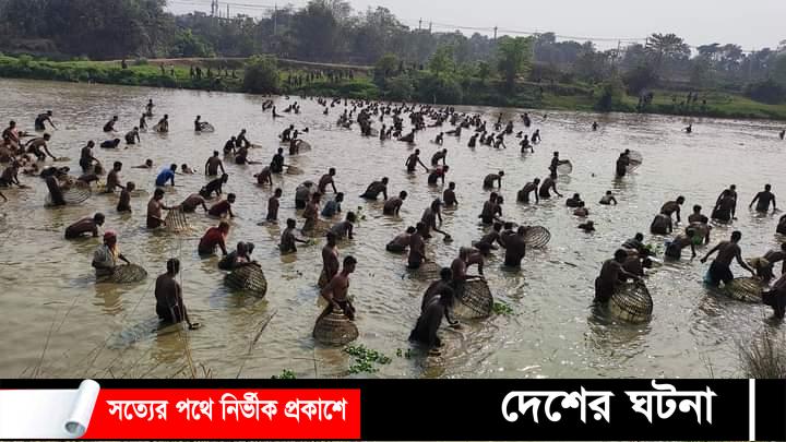 গোমতী নদীতে মাছ ধরার উৎসব