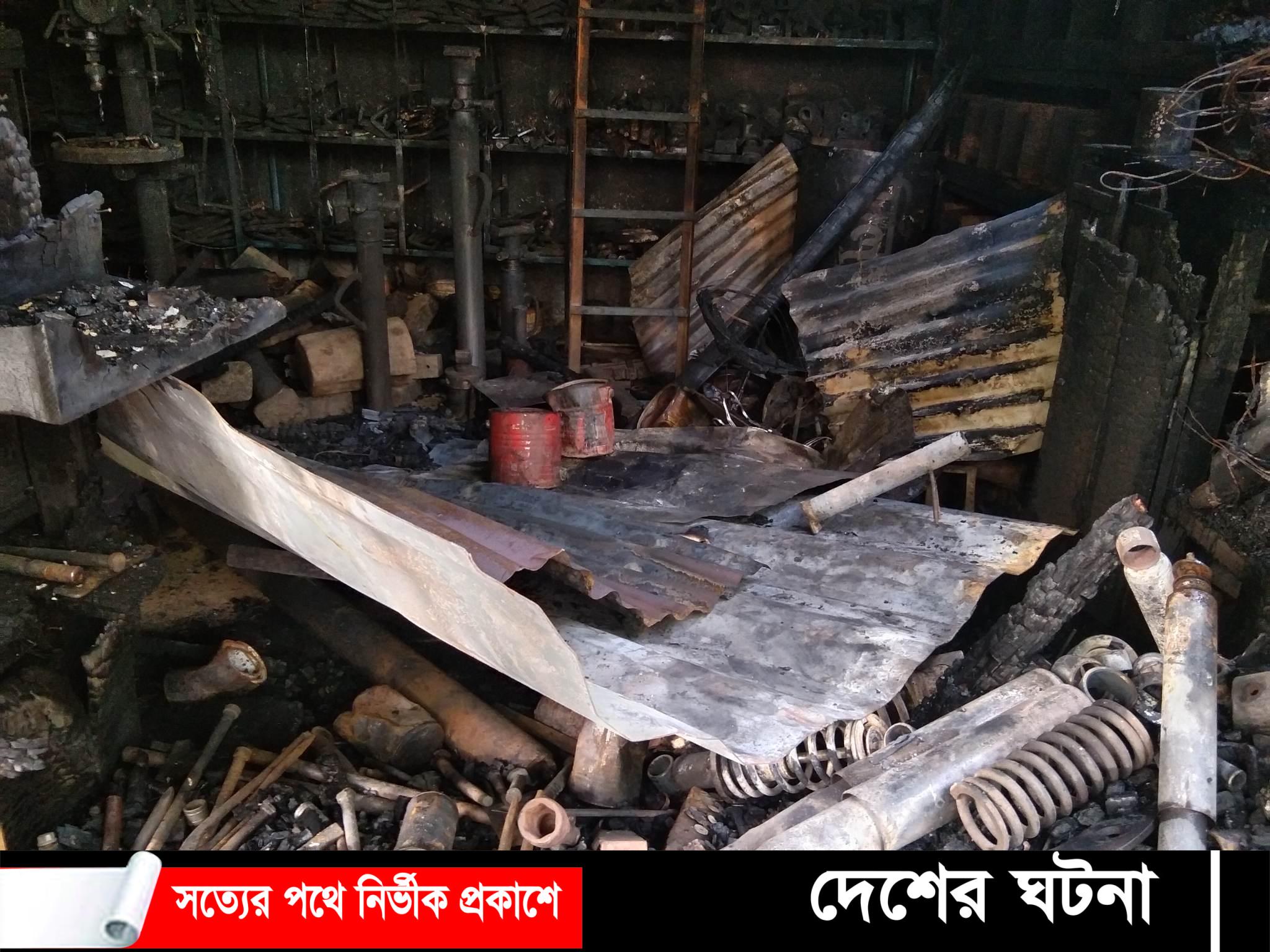 সিরাজগঞ্জের সলঙ্গায় আগুন পুরলো ৬ দোকান, ৬০ লাখ টাকার ক্ষতি