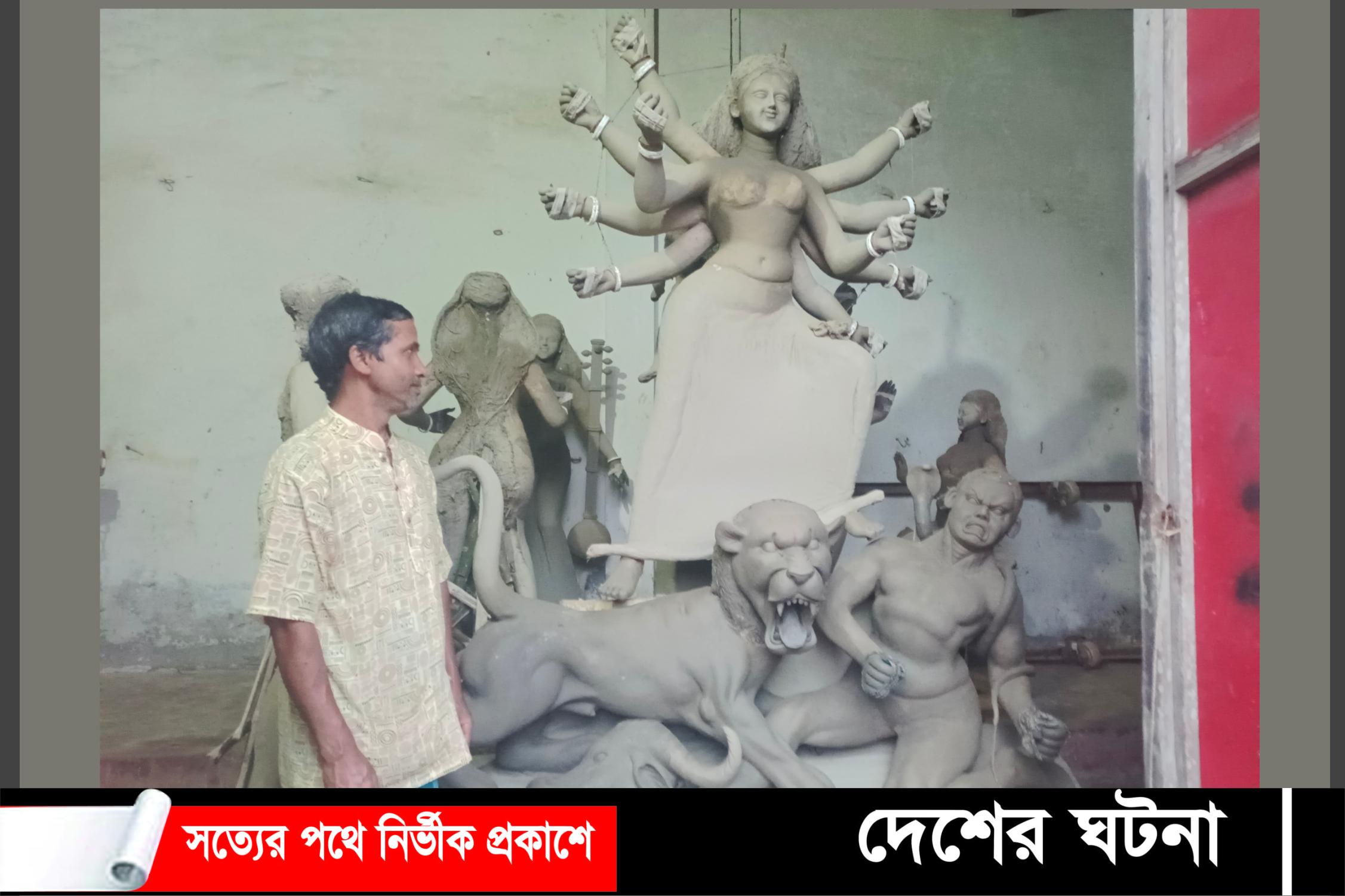 দেবীদ্বারে প্রতিমা তৈরীতে ব্যস্ত কারিগরেরা