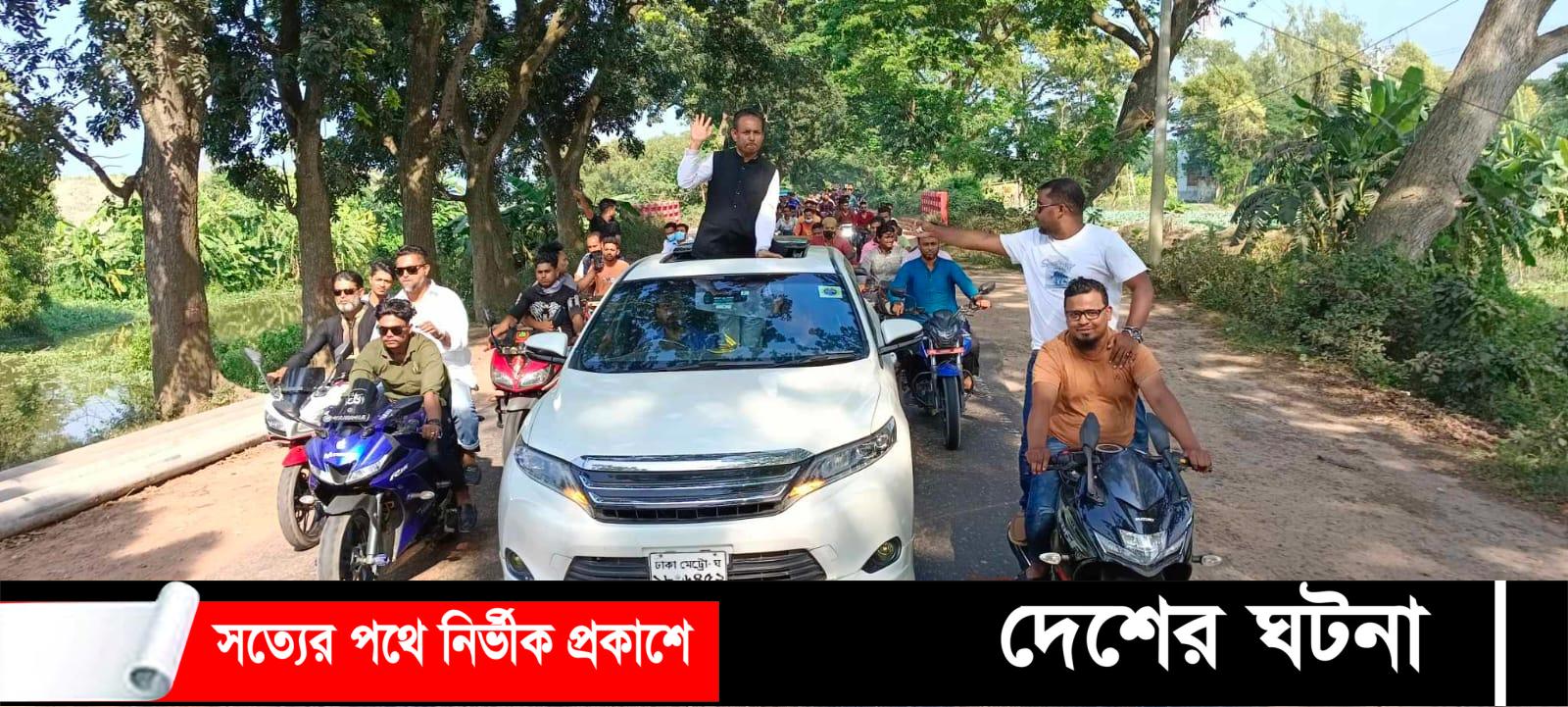 দেবীদ্বারে জেলা উ: আ’লীগর  অবরোধ বিরোধী মটরসাইকেল শোডাউন