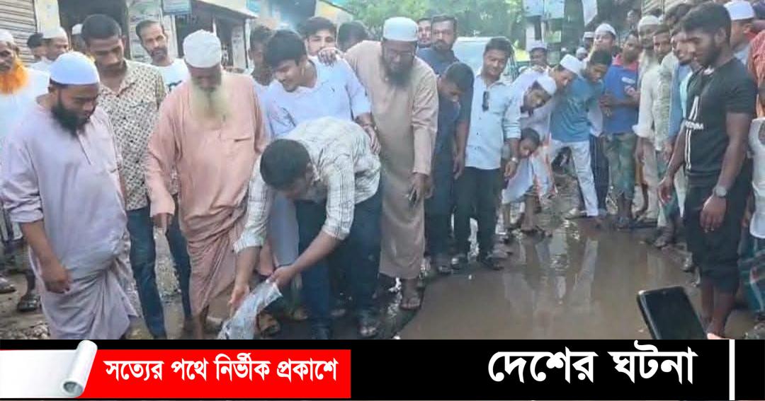 এবার ভাঙা সড়কে মাছের পোনা ছেড়ে প্রতিবাদ করলেন- হাসনাত